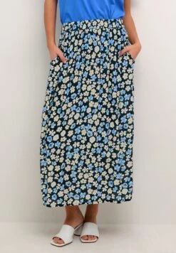 Kaffe Tara Amber - Jupe Longue - Midnight Blue Flower Print