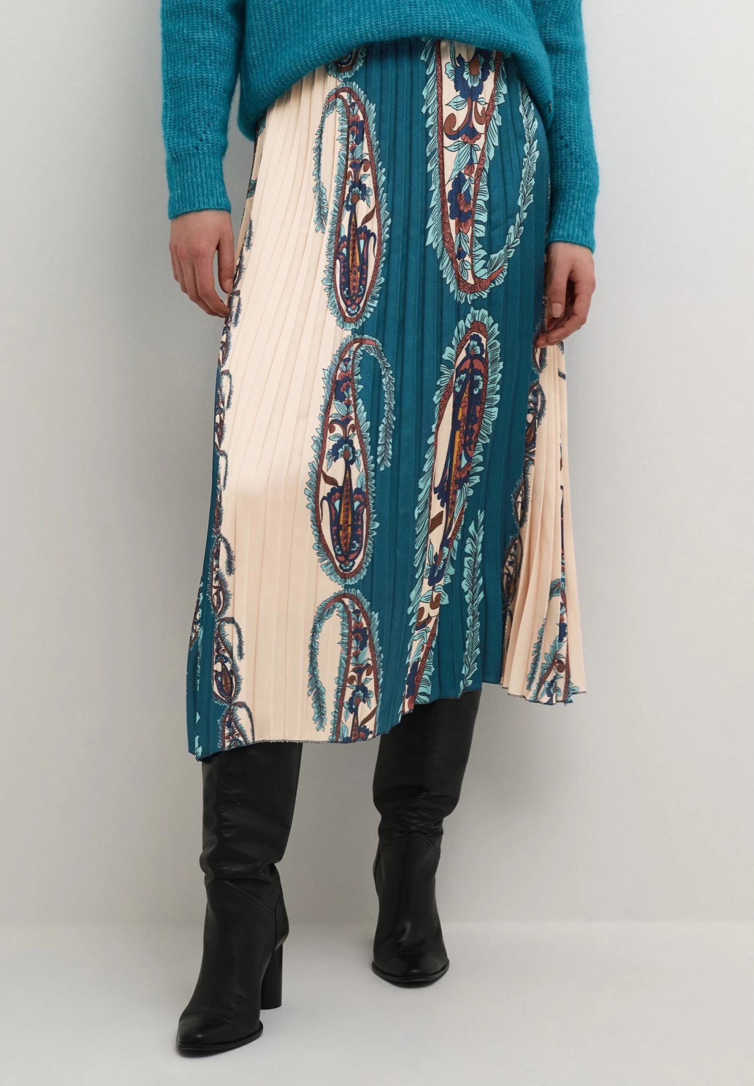 Cream Crdona - Jupe Plissée - Petrol Paisley