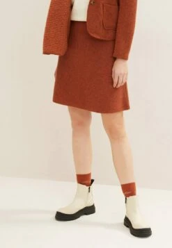 Tom Tailor Mit Struktur  - Jupe Trapèze - Canyon Sunset Red Melange