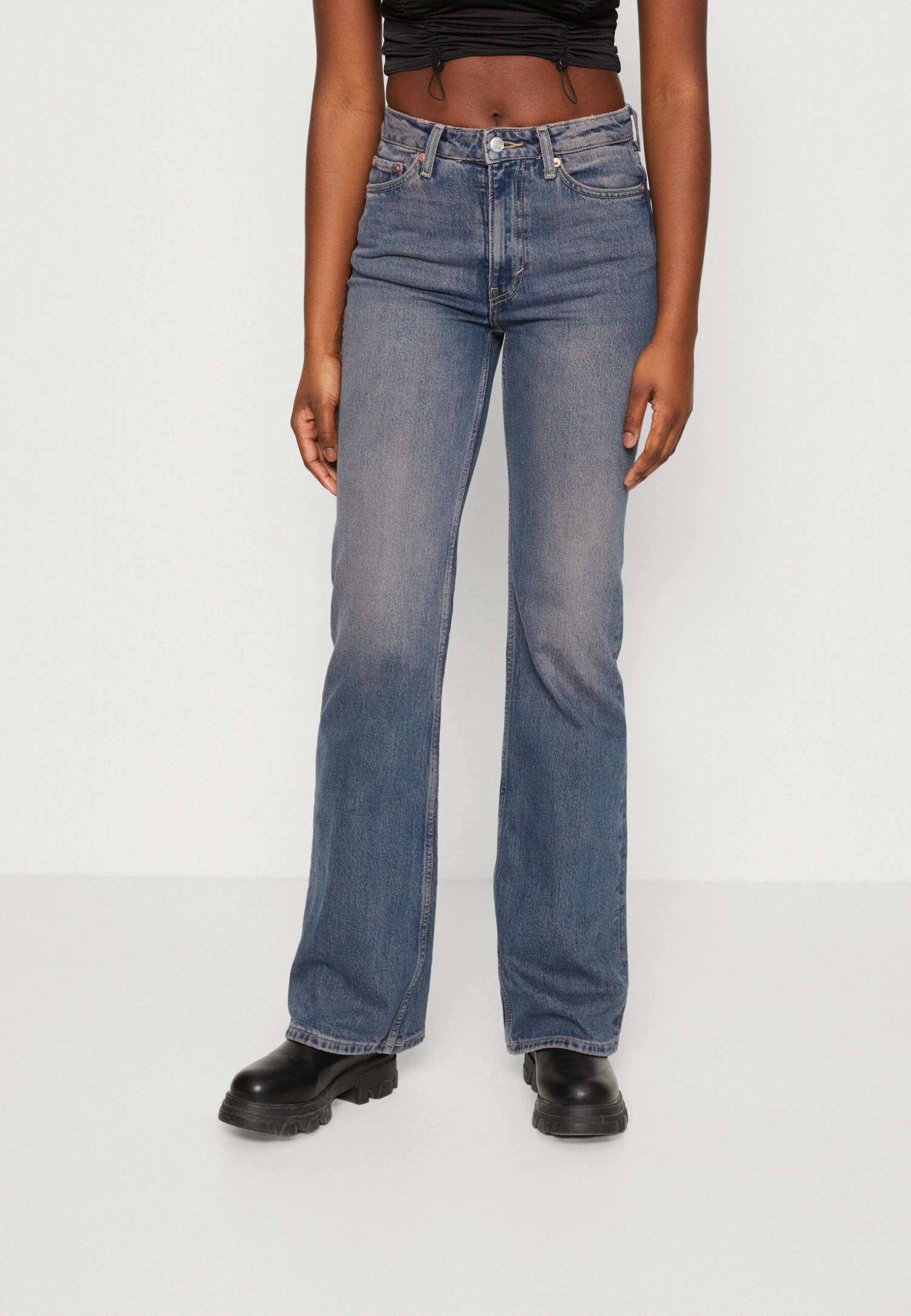 WEEKDAY Glow High - Jean Flare - Blue Medium Dusty