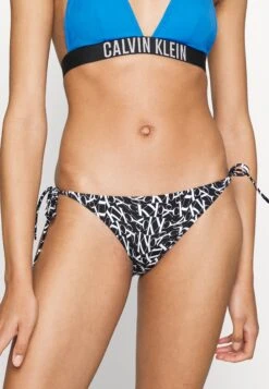 Calvin Klein Swimwear String Side Tie-Print - Bas De Bikini - Warped Monogram Black