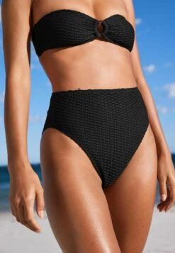 Next Crochet High Waist High Leg Standard - Bas De Bikini - Black