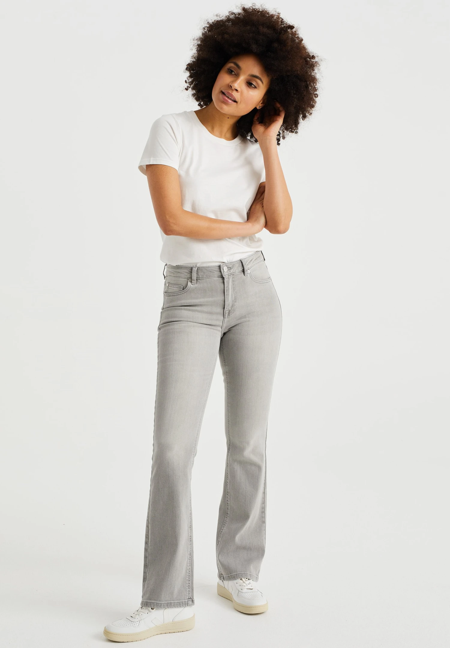 WE FASHION Mid Rise Met Comfort-Stretch - Jean Bootcut - Grey – Image 2