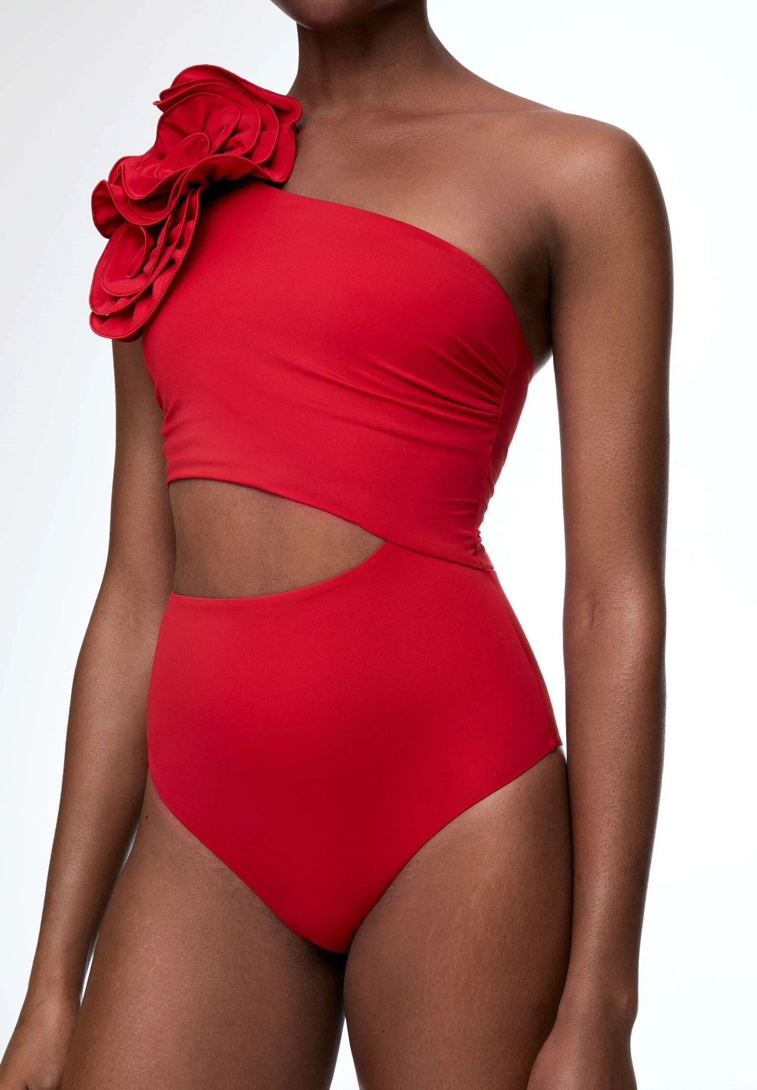Oysho Floral Asymmetric - Maillot De Bain - Red – Image 5