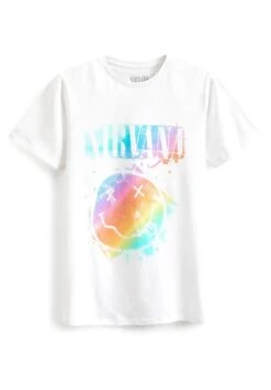 Next Short Sleeves Crew Neck - T-Shirt Imprimé - White Nirvana Graphic