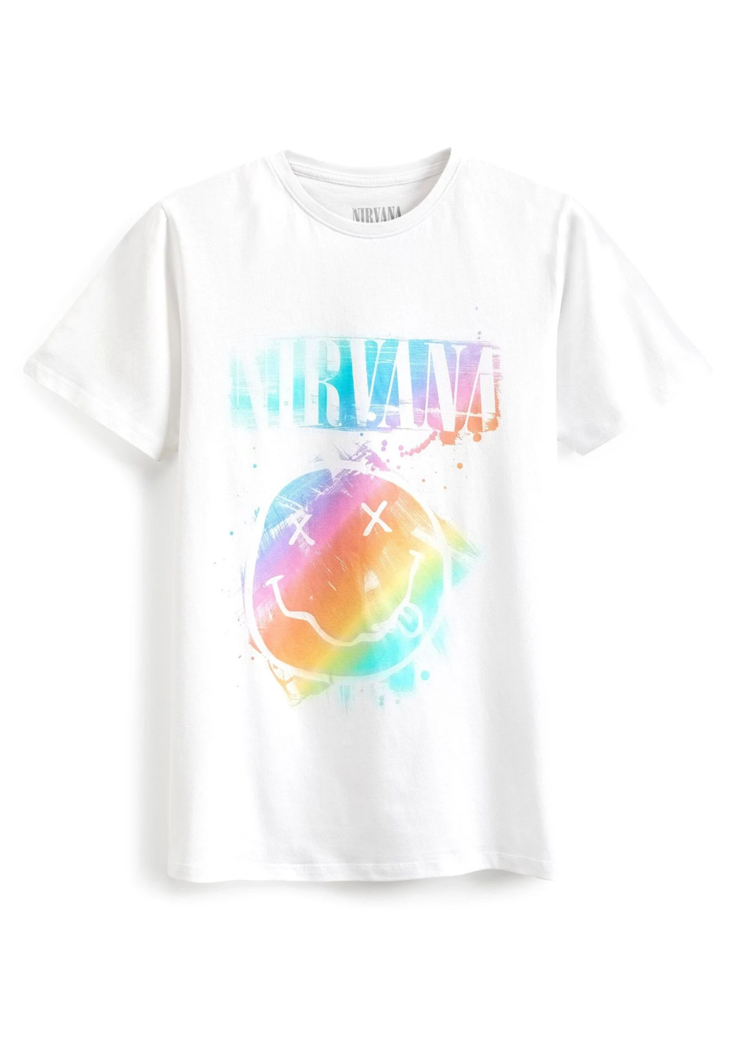Next Short Sleeves Crew Neck - T-Shirt Imprimé - White Nirvana Graphic