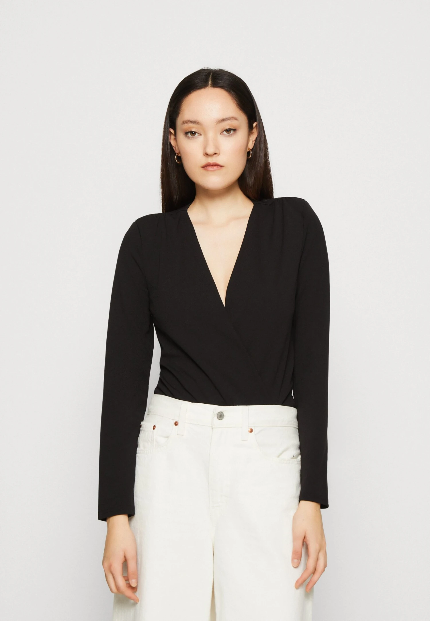 ONLY Onlsmile Wrap Bodystocking - T-Shirt À Manches Longues - Black