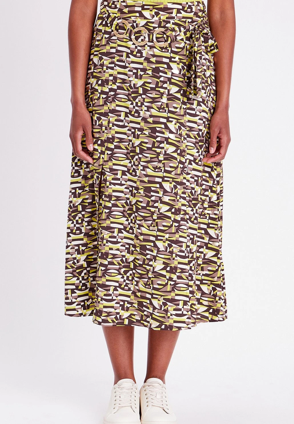 Geschlitzter Midi - Jupe TrapĂšze - Marron