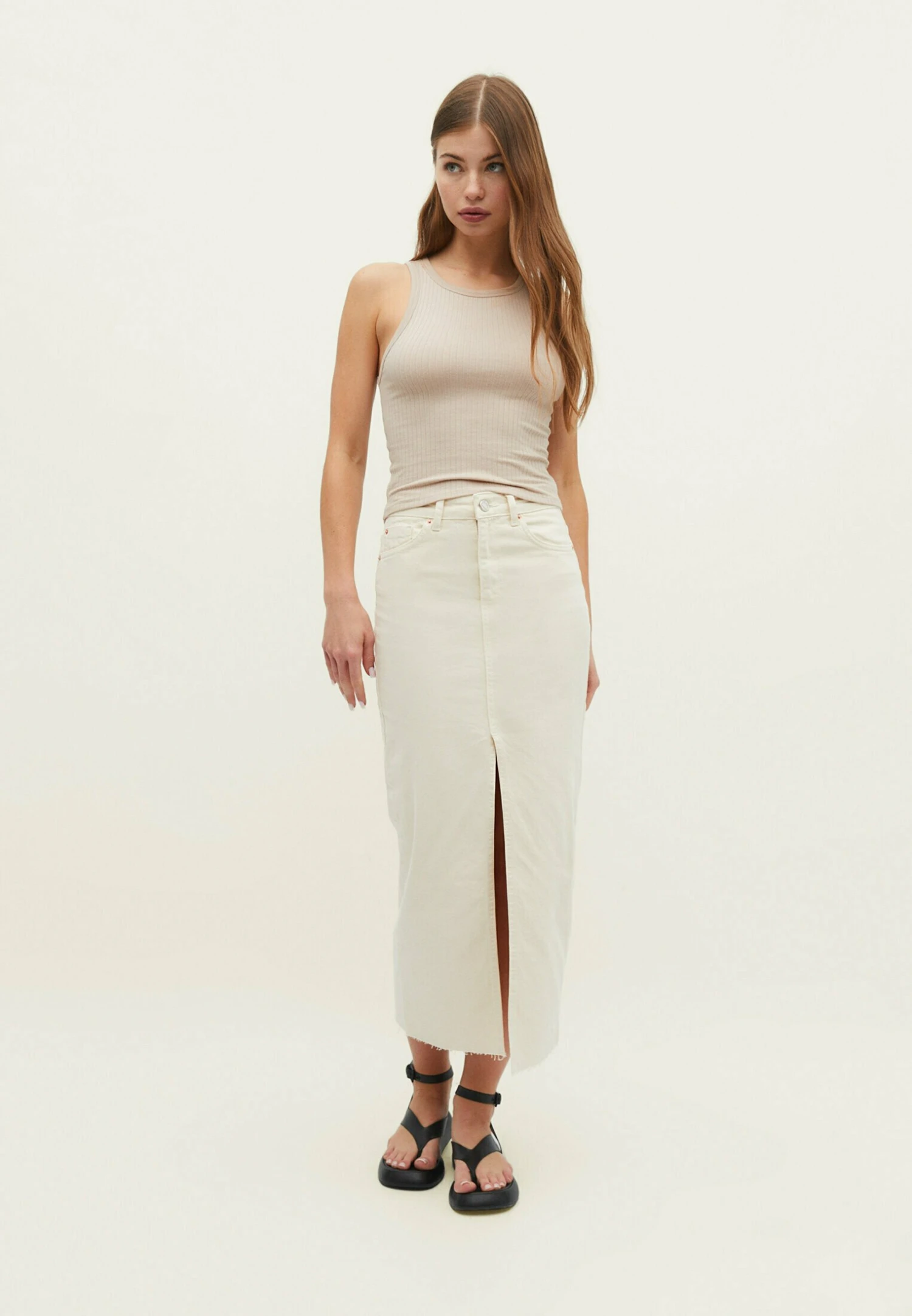 Stradivarius Long Comfort - Jupe Crayon - Off White â Image 2