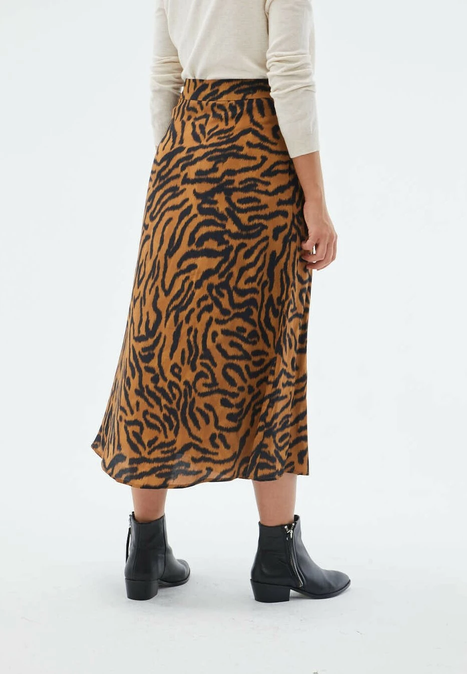 Midi Estampado Cebra Tiro Alto - Jupe TrapĂšze - Brown â Image 3