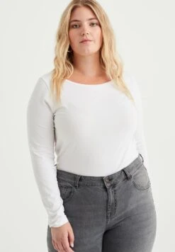WE FASHION Curve - T-Shirt À Manches Longues - White