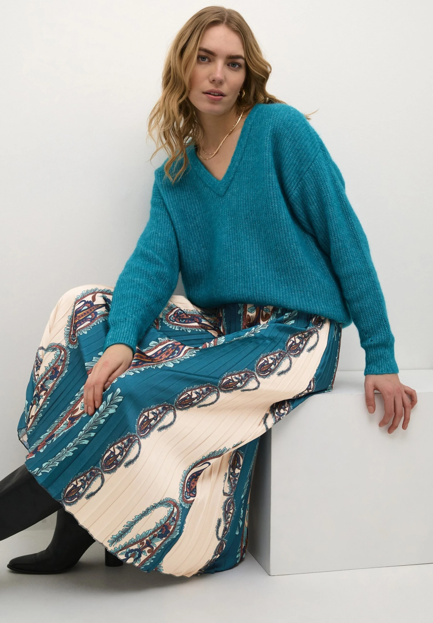 Cream Crdona - Jupe PlissĂ©e - Petrol Paisley â Image 4