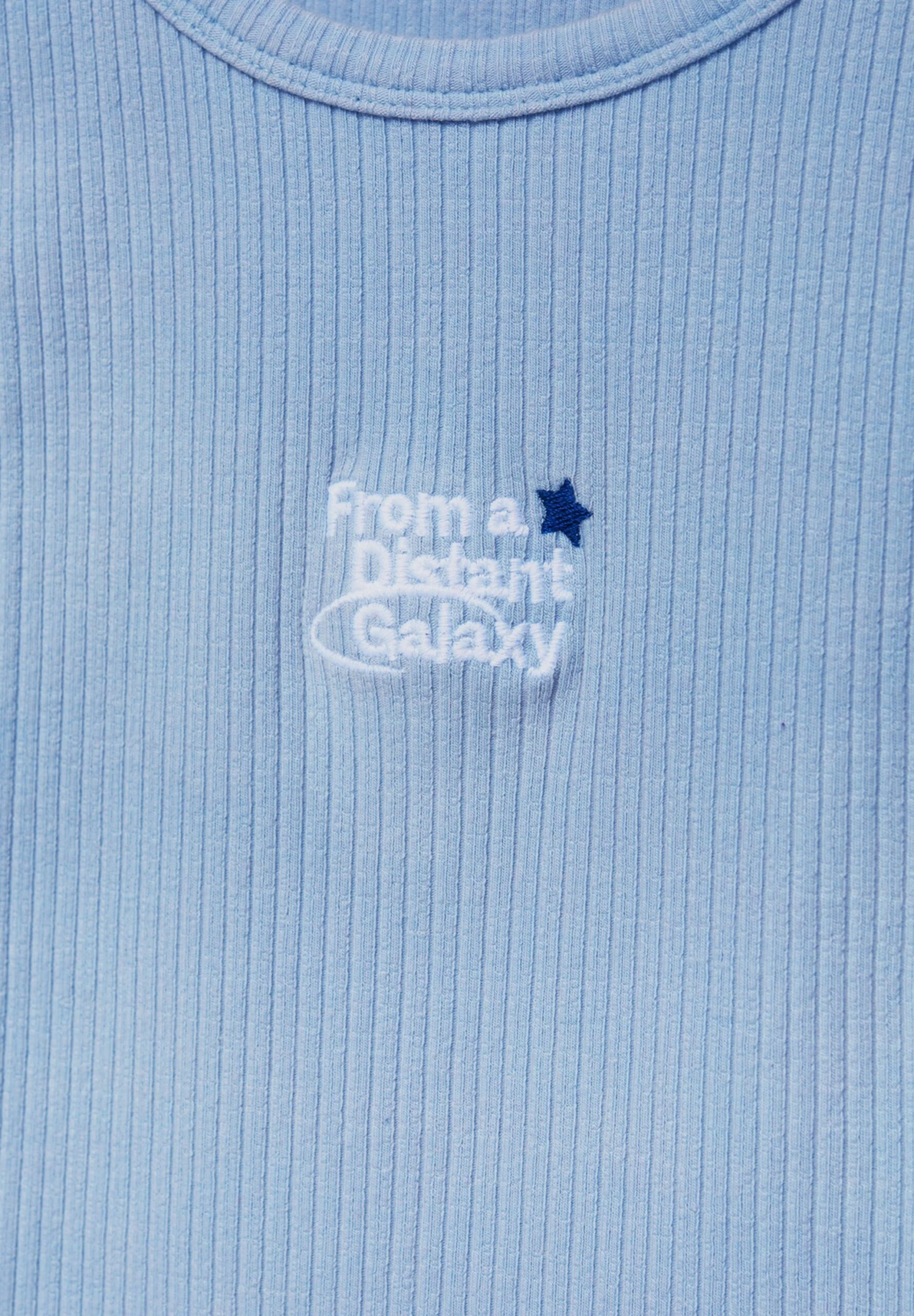 PULL & BEAR Ribbed Tank With Embroidered Slogan - Débardeur - Blue – Image 5