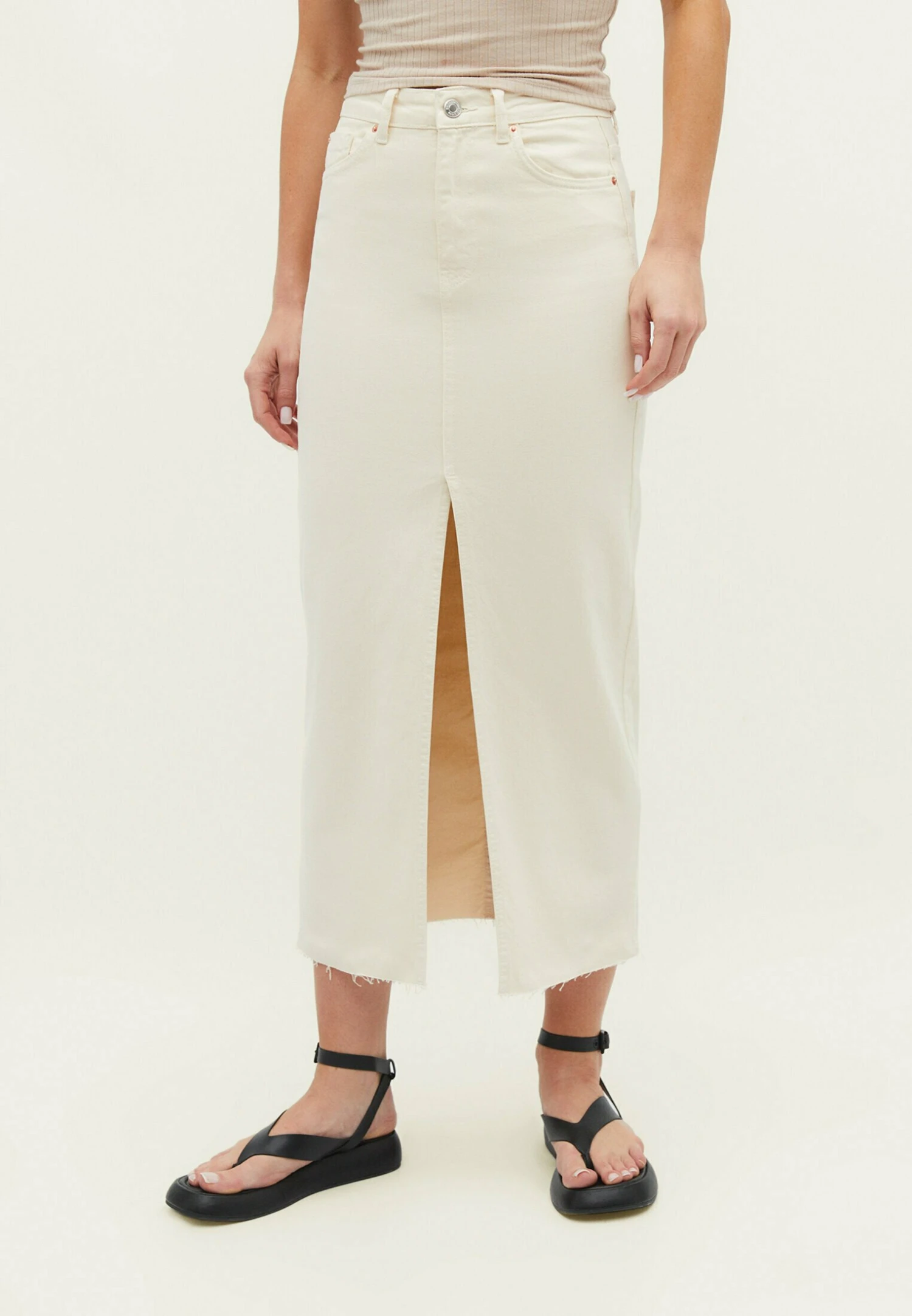 Stradivarius Long Comfort - Jupe Crayon - Off White