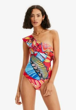 Desigual Asymmetric Strap Swimsuit - Maillot De Bain - Orange