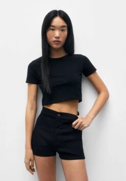 PULL & BEAR High-Waist - Short En Jean - Black