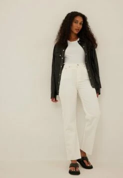 NA-KD Cropped - Jean Droit - Offwhite