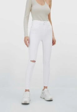 Stradivarius Regular Waist - Jeans Skinny - White