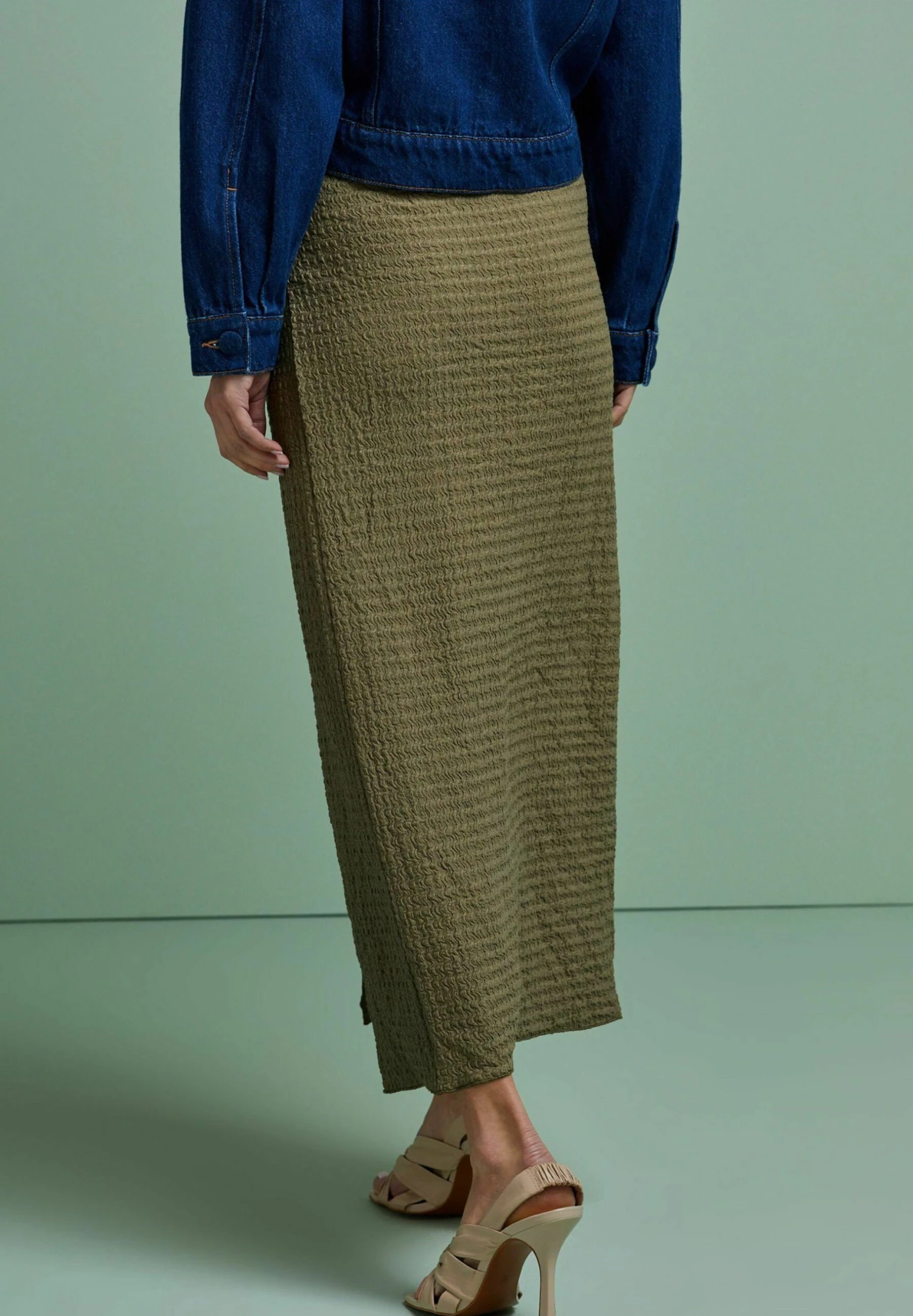 Next Texture Ruched Front - Jupe Longue - Khaki Green â Image 2