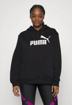 Puma Ess Logo Hoodie Fl Plus - Sweatshirt - Cotton Black