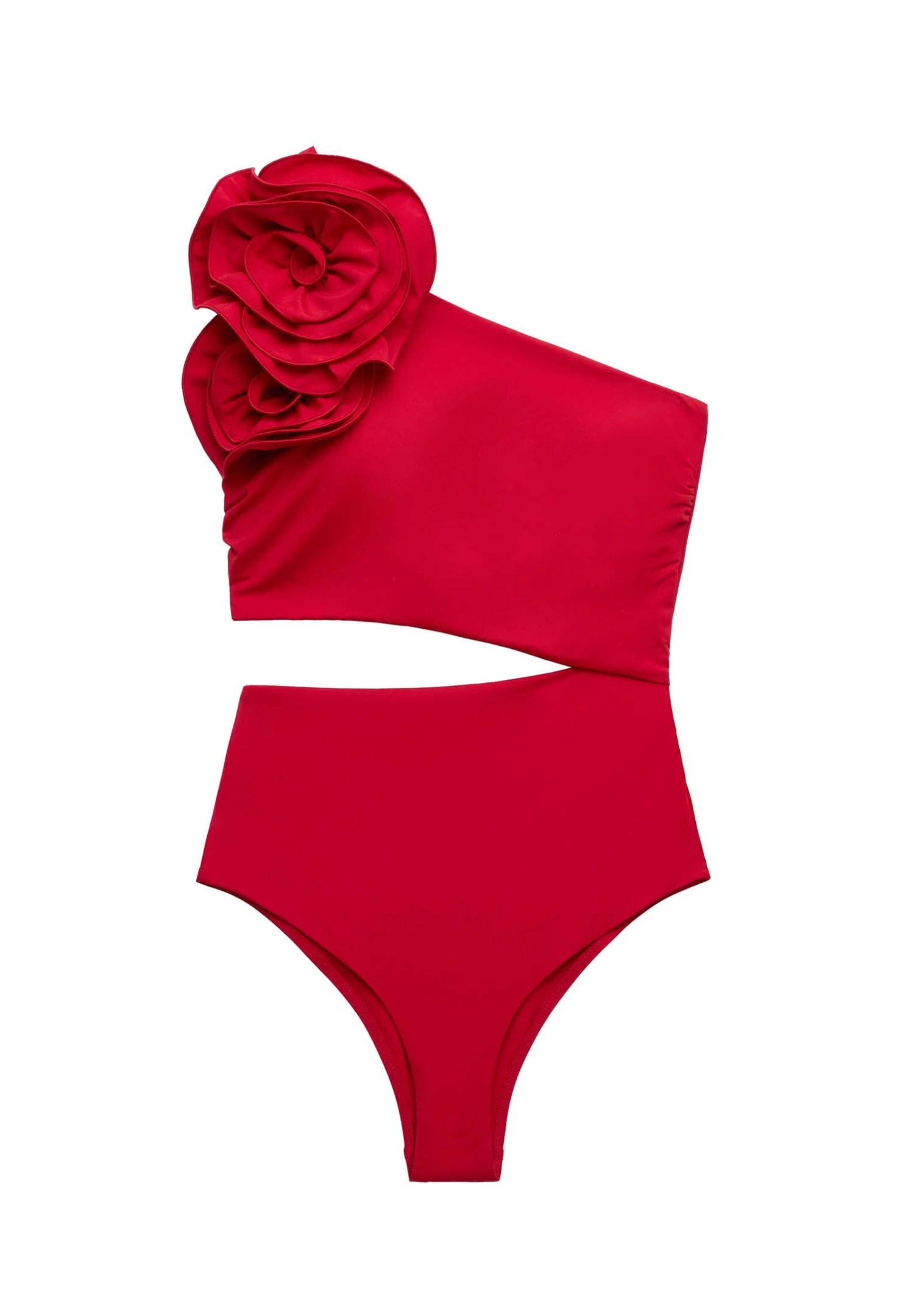 Oysho Floral Asymmetric - Maillot De Bain - Red – Image 9