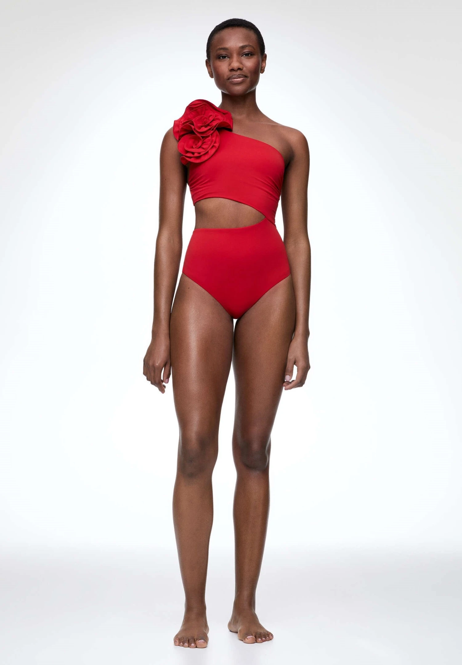 Oysho Floral Asymmetric - Maillot De Bain - Red – Image 2