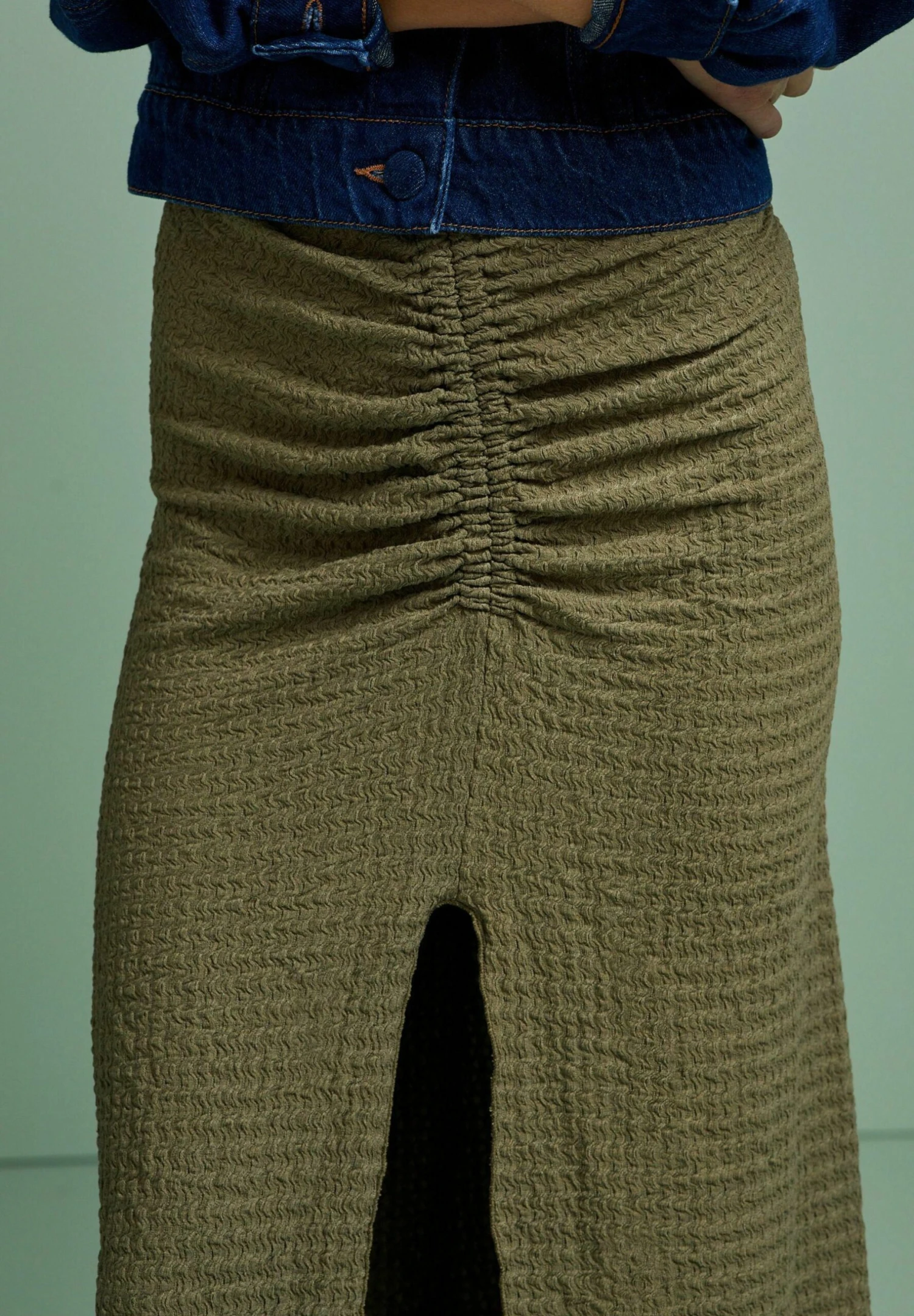Next Texture Ruched Front - Jupe Longue - Khaki Green â Image 3